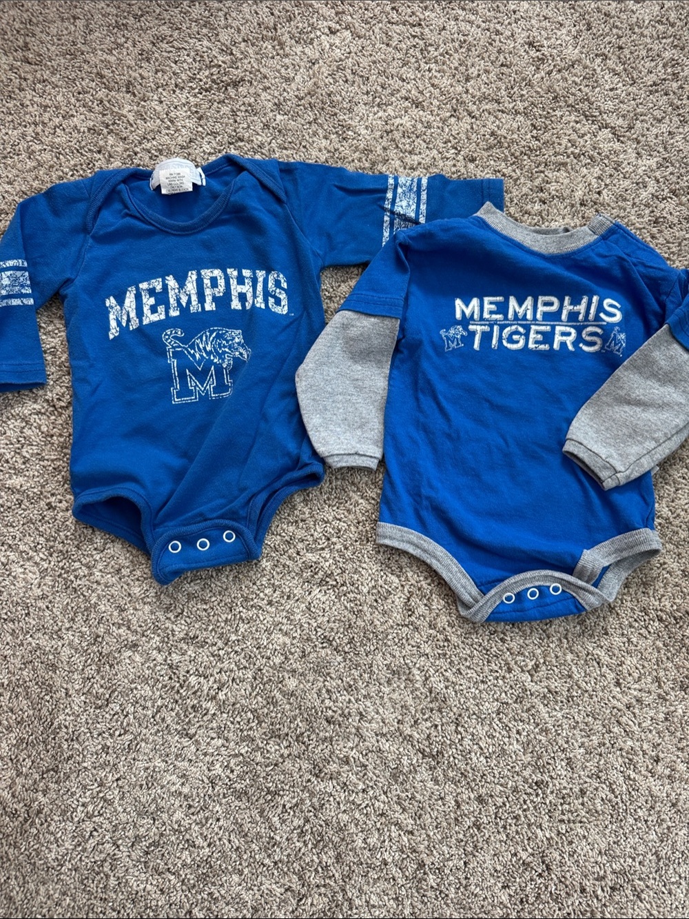 2 Memphis Tigers Blue Baby One-Piece Bodysuits